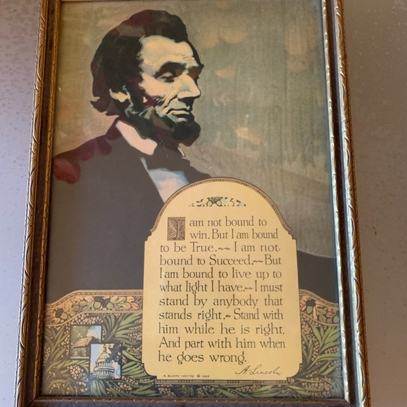Vintage Style Abraham Lincoln portrait, 1925 Buzza Motto, ABRAHAM LINCOLN Quote - Picture 3 of 9